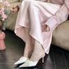 Fashion Pointy Slip-on Slippers Women's Fashion Baotou Shallow Mouth Flower Set Foot Anti-slip Wear-resistant High Heels