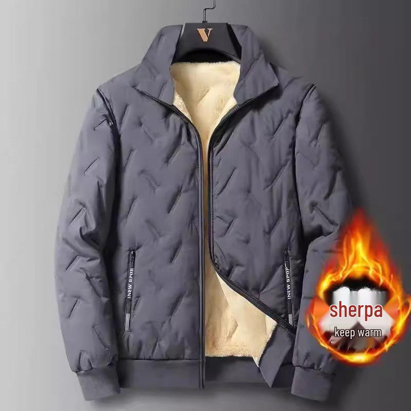 Men's Plus Size Lambswool Cotton Jacket - Velvet, Thick, Warm, Loose Fit for Autumn and Winter
