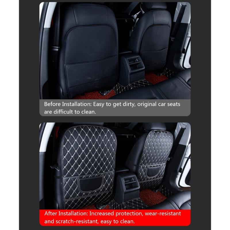 Easy Clean Car Seat Back Cover Waterproof Leather Kick Guard Easy Installation Full Protection Mat Cover
