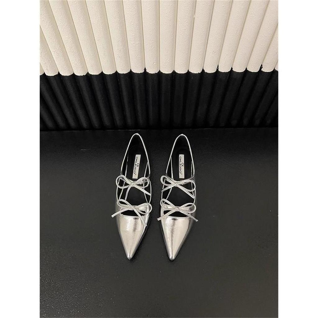 Temperament French Low-heeled Mary Jane Shoes Women's Spring and Autumn 2025 New Pointed Head Versatile Bow Gentle Single Shoes Women