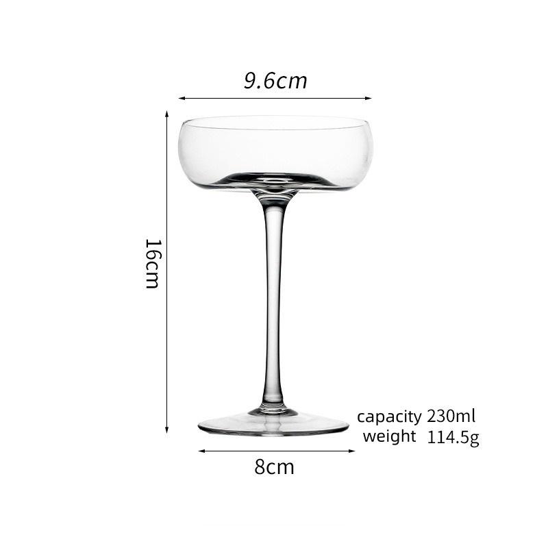 Red Stem Wine Glass Set, Hand-Blown Crystal Burgundy Glasses for Red Wine & Champagne