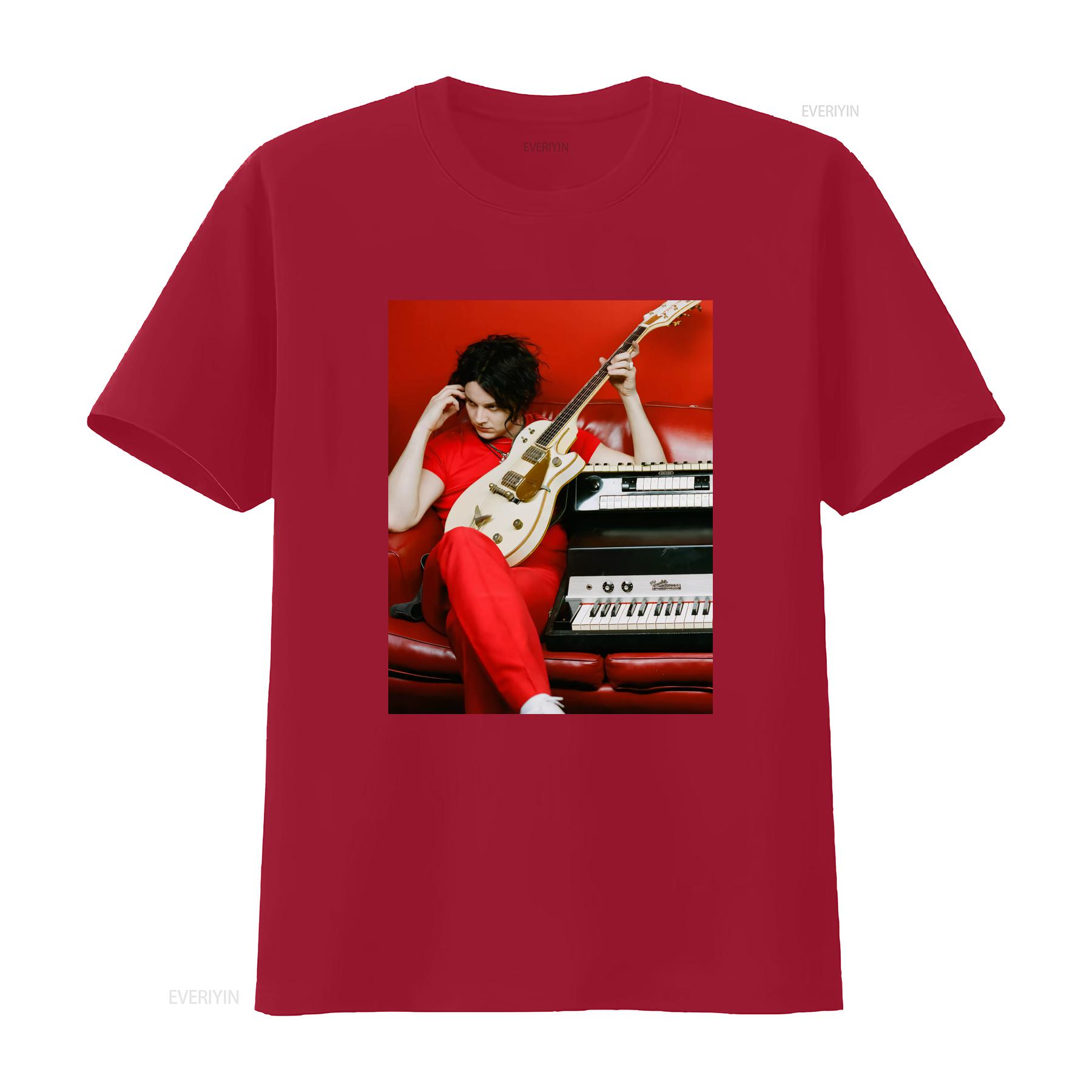 

The White Stripes Jack Aesthetic Retro Clothing Minimal T Shirt Birthday Rock Music for fans vintage Washed Stretched homme S