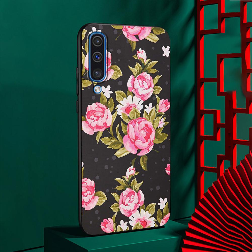 

Чехол с девчачьими цветами для Samsung Galaxy A50 A10 A70 A30 A20s A20e A40 A10s A10e A90 5G A30s A60 A20, черный силиконовый чехол для телефона Samsung A40