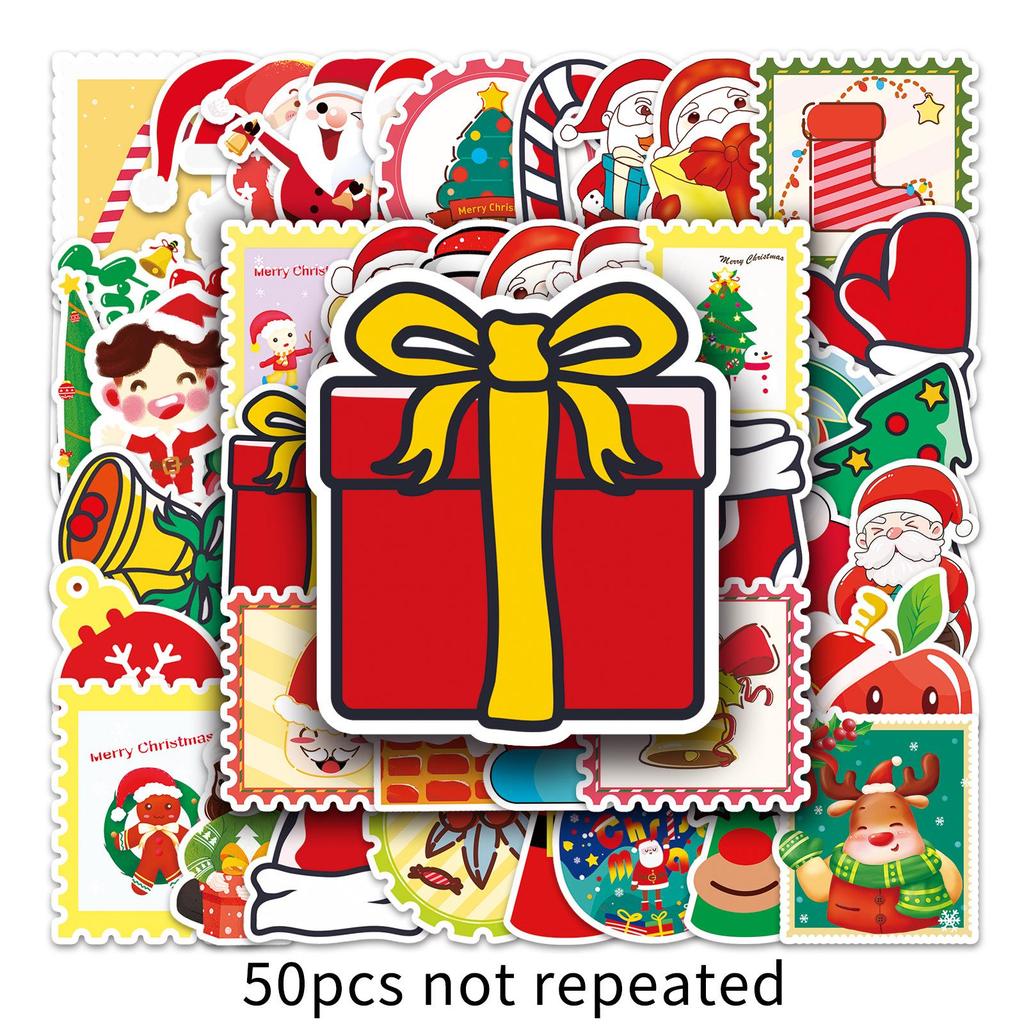 50 Waterproof Christmas Festival Sticker Sheets for Suitcase, Trolley Case, Car - Removable Graffiti Stickers