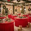 Red Christmas Round Tablecloth Wedding Banquet Birthday Party Tablecloth Holiday Atmosphere Decoration Desktop Props Table Set