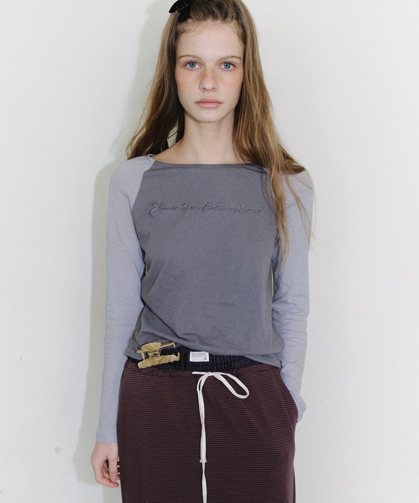 EN OR [Core] Sheer Boatneck Raglan Tee - Charcoal