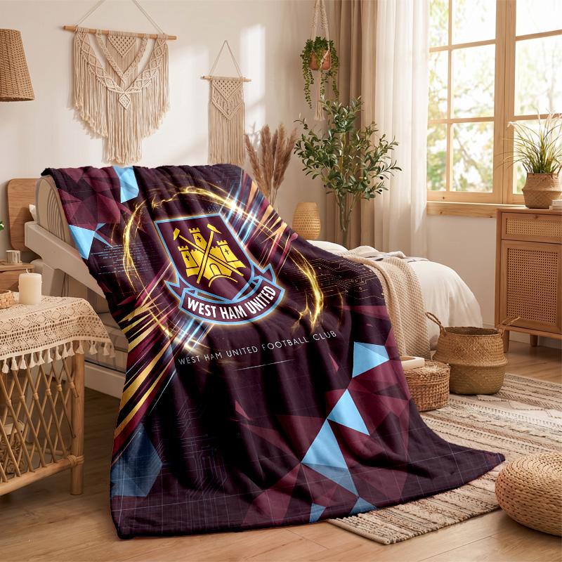 West Ham United Football Print Flannel Blanket Soft Warm Sofa Bed Throw Blanket For Home Office Bedroom