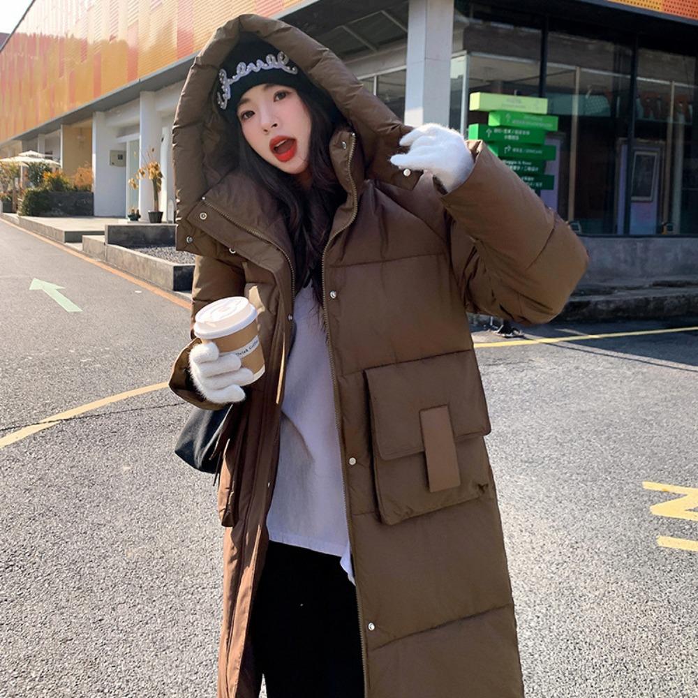 

Новая зимняя куртка средней длины и длинная куртка-карманный хлеб с хлопковой подкладкой, утолщенная куртка с пуховым хлопком XXL темно-коричневого
