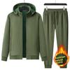 Male Tracktsuit Men Winter Thick Warm Fleece Suit Jacket+Sweatpants Two-Piece Set Men's Hoodies Sportwear