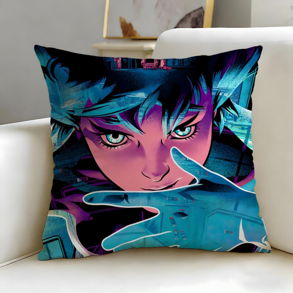 classic anime Ghost in the Shell Cushion Cover Soft & Easy-Wash Pillow Case – Versatile for Couch, Bed, Travel and Office