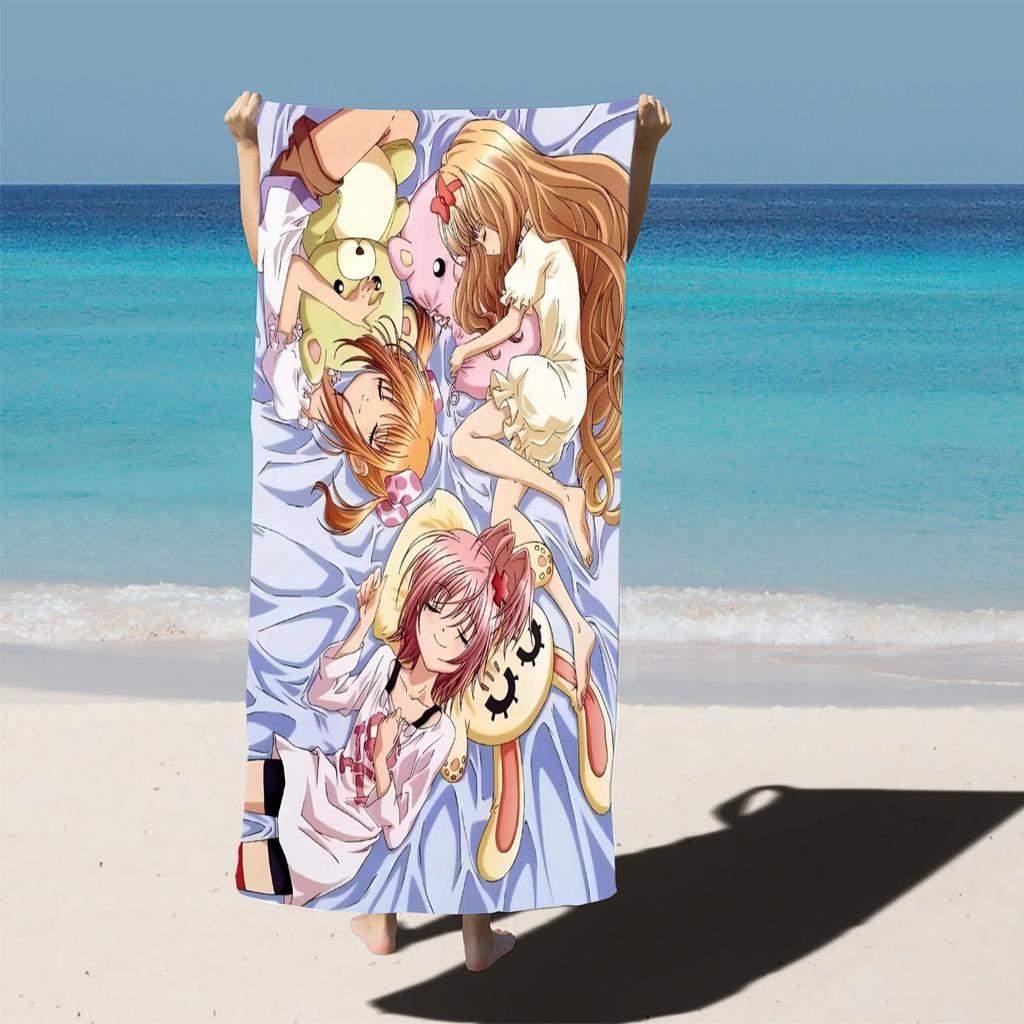 Shugo Chara Anime Beach Towel, Hinamori Amu Girl Full Pink Children Shower Travel Towels, Bathroom Cartoon, Cute Room Decor Bath