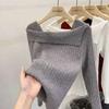 Khaki Slash Neck Pullover Schlank Hotsweet frauen Stricken Pullover Dünne Bodenbildung Shirt Solide Büro Dame Neue Mode Frühling Herbst
