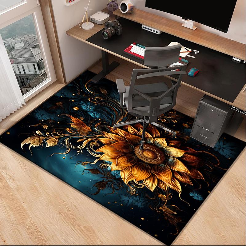 Butterfly And Sunflowers Office Rug Chair Mat, Entryway Carpet, Suitable for Front Door, Bedroom, Living Room, Desk, Holiday Gift