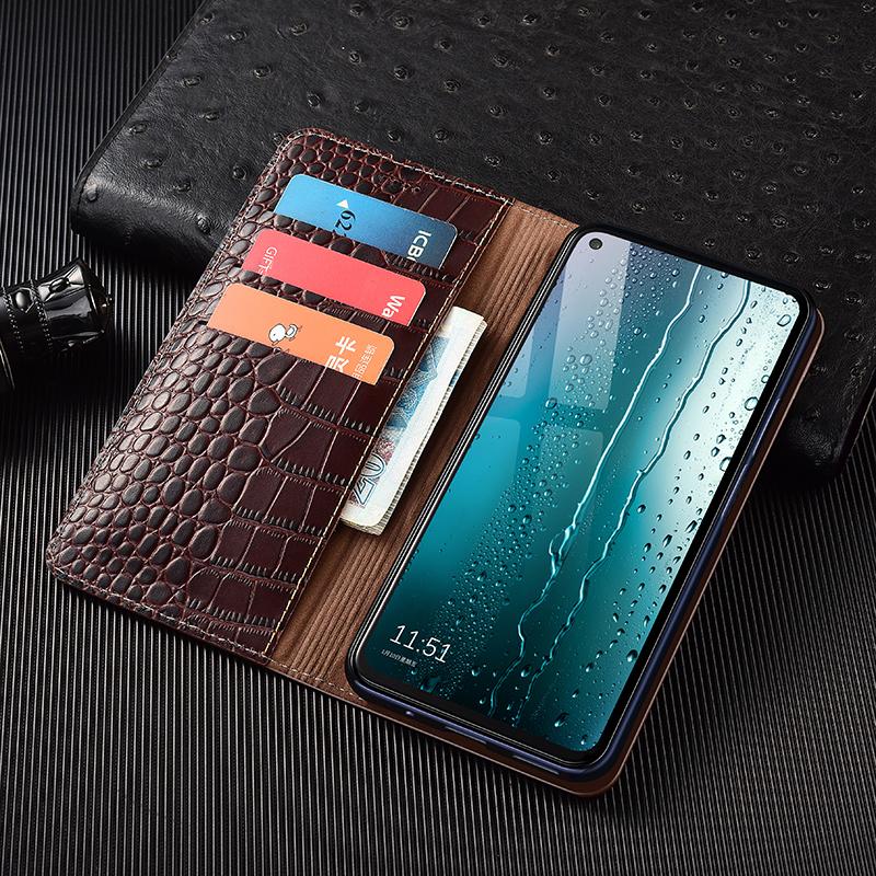 Crocodile Genuine Leather Flip Case For Asus Zenfone 5 5Z 6 7 8 9 10 11 12 ZS620KL ZE620KL ZS630KL Pro Flip Ultra Wallet Cases
