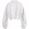 Calvin Klein Gathered Short Zip Collar Long Sleeve Sweatshirt Women Sweatshirt Galaxy-Gray J223329