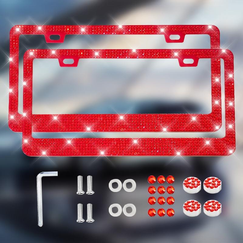 NEW 1/2PCS 31*16cm Bling Crystal License Plate Frame Women Rhinestone Car License Plate Frame Cover Holder Car Accessories