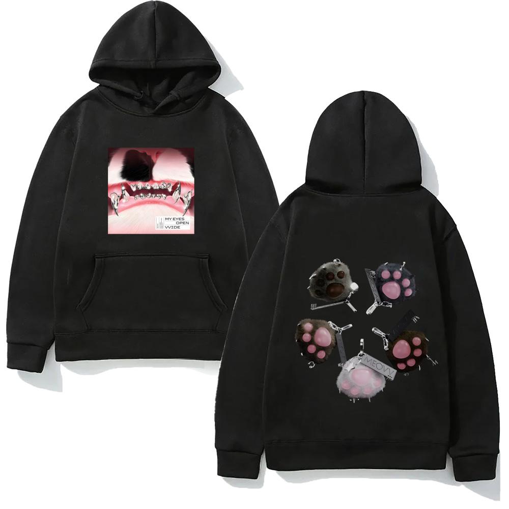 

MEOVV-ТОП С капюшоном Аниме Принт Хип-хоп Гранж Толстовка Женская/мужская Флисовая Мягкая Одежда Поп Повседневный Панк Пуловеры XS чёрный