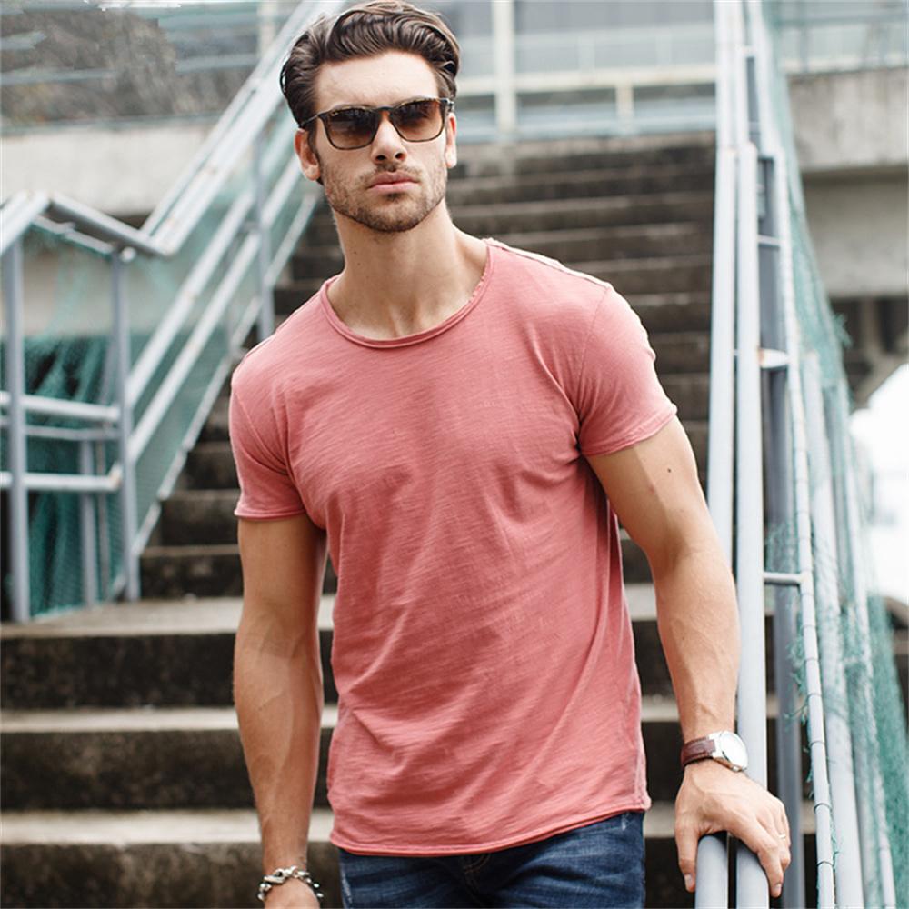 Herren-T-Shirt aus 100 % Baumwolle, lässig, weich, Fitness, Sommer, dünne T-Shirts, Herren-Hauskleidung, O-Ausschnitt, kurzärmelig, einfarbiges T-Shirt für Männer