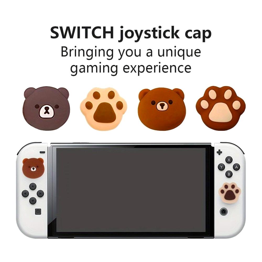 4 Stück Bärenpfoten Silikon Daumengriffkappen für Switch OLED Lite Kompatible Joystick-Abdeckungen