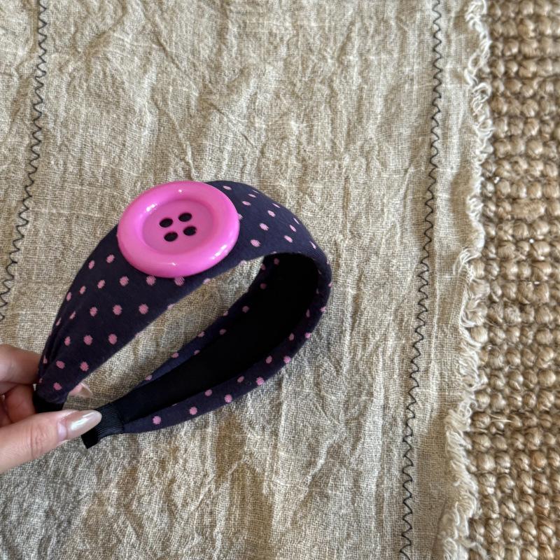 Vintage Colorful Big Button Polka Dot Hairband Y2K Wide Hairband Sweet Girl Style Hair Ornament For Party And Streetwear