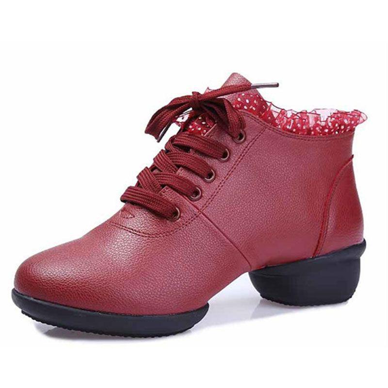 Women's Modern Ballroom Mid-Calf Dance Boots - Soft Sole, Mid-Heel.