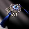 Evil Eye Car Hanging Ornament, Vintage Silver Nazar Keyring, Luxury Blue Tassel Eye Key Chain, Protection Home Gift 1Pc