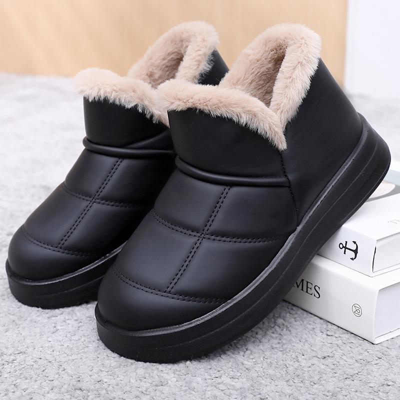 

Женские зимние ботинки на толстой платформе, теплые, легкие, нескользящие, с подкладкой из искусственного меха, ботильоны, удобные, пушистые, короткие ботинки для ходьбы для женщин 41 чёрный
