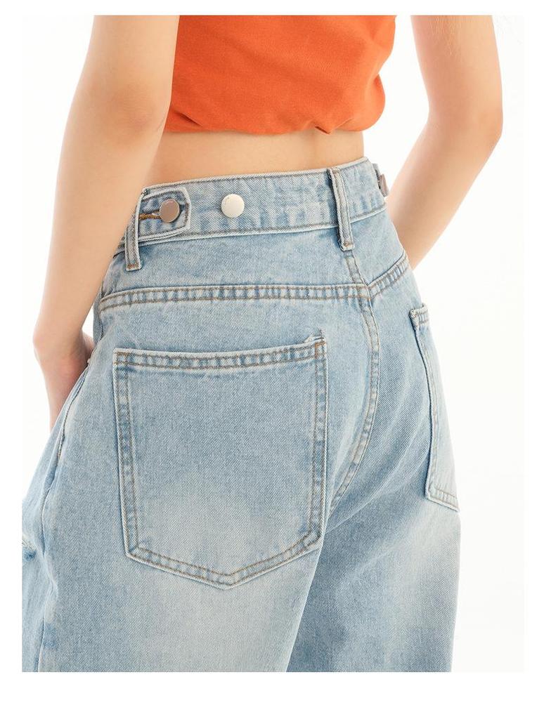 Damen High Waist Ripped Spitze Straight-Leg Loose Jeans - Sommer 2025