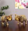Metal Elephant Statue, Gold Polish Showpiece, Small Size - 15 X 9 X 4 Cm