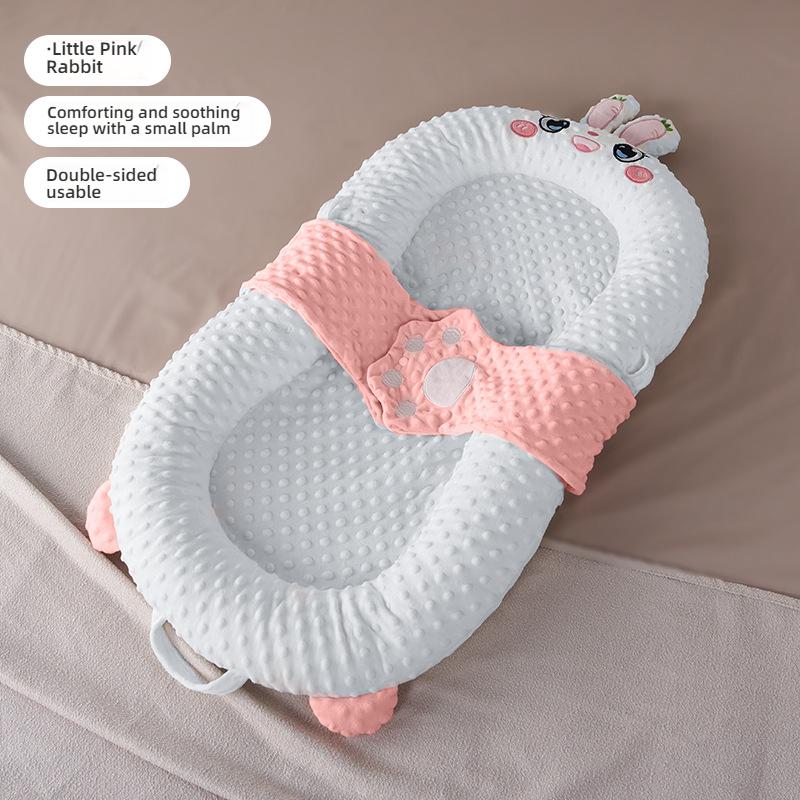 

Успокаивающая кроватка для новорожденных с наклонной подушкой и подставкой для ног и стойкой для игрушек для комфортного гнездышка Little Pink Rabbit Single