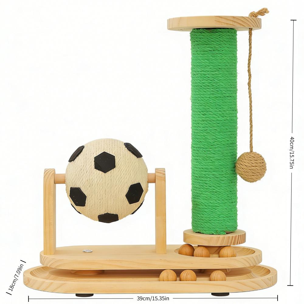 Cat Scratcher Post | Cat Toys | Soccer Sisal Ball Wooden Toy 40*38*19cm зелёный