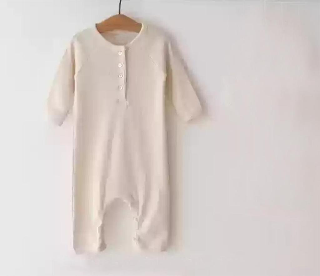 Autumn Ribbed Button-Up Romper for Newborns - Boys & Girls