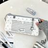 Printed Pencil Storage Bag Striped Zipper Stationery Pouch Trendy Star Pencil Case  Back To School