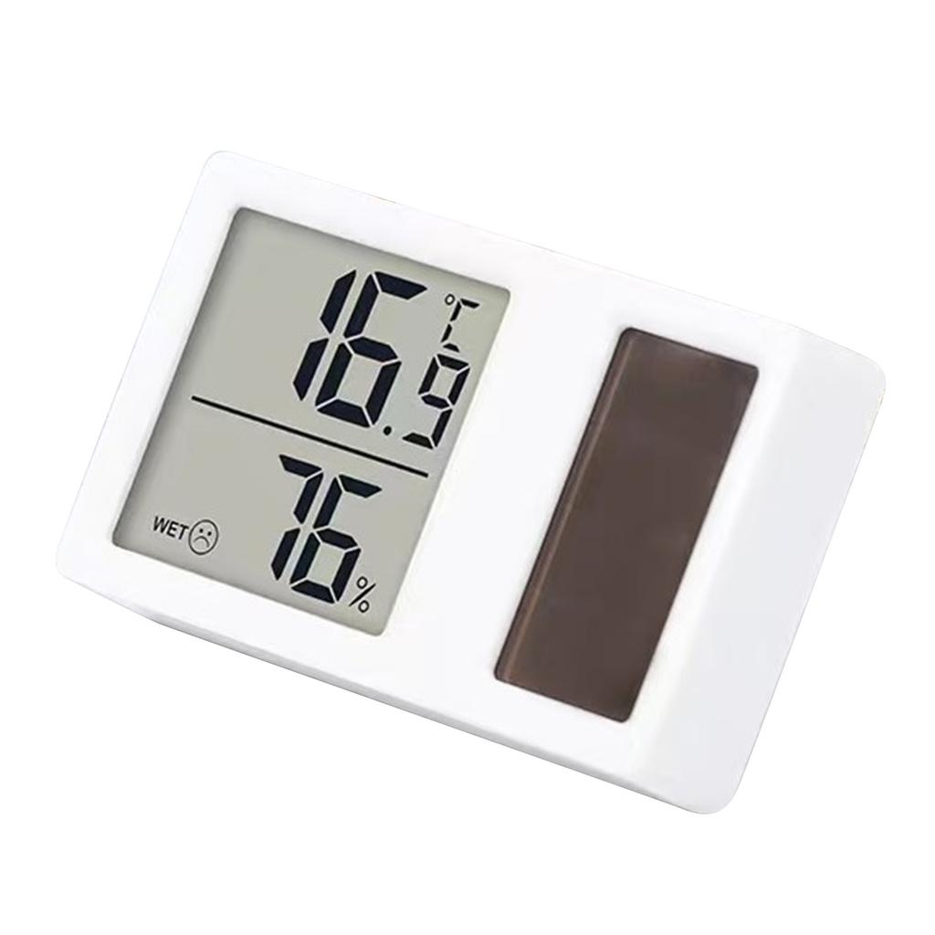 Thermometer Hygrometer Solar Powered Desktop Temperature Humidity Measurement Meter Gauge for Indoor Baby Room Office