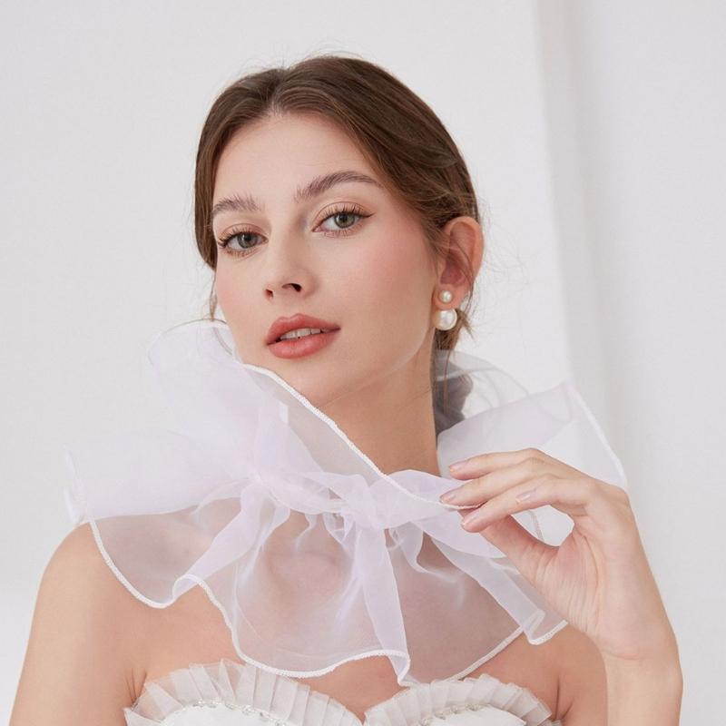 Ruff Collar Ruffled Victorian Cosplay Tie for Shirt Blouse Decorative Spread False Collar Play Costume Accessories