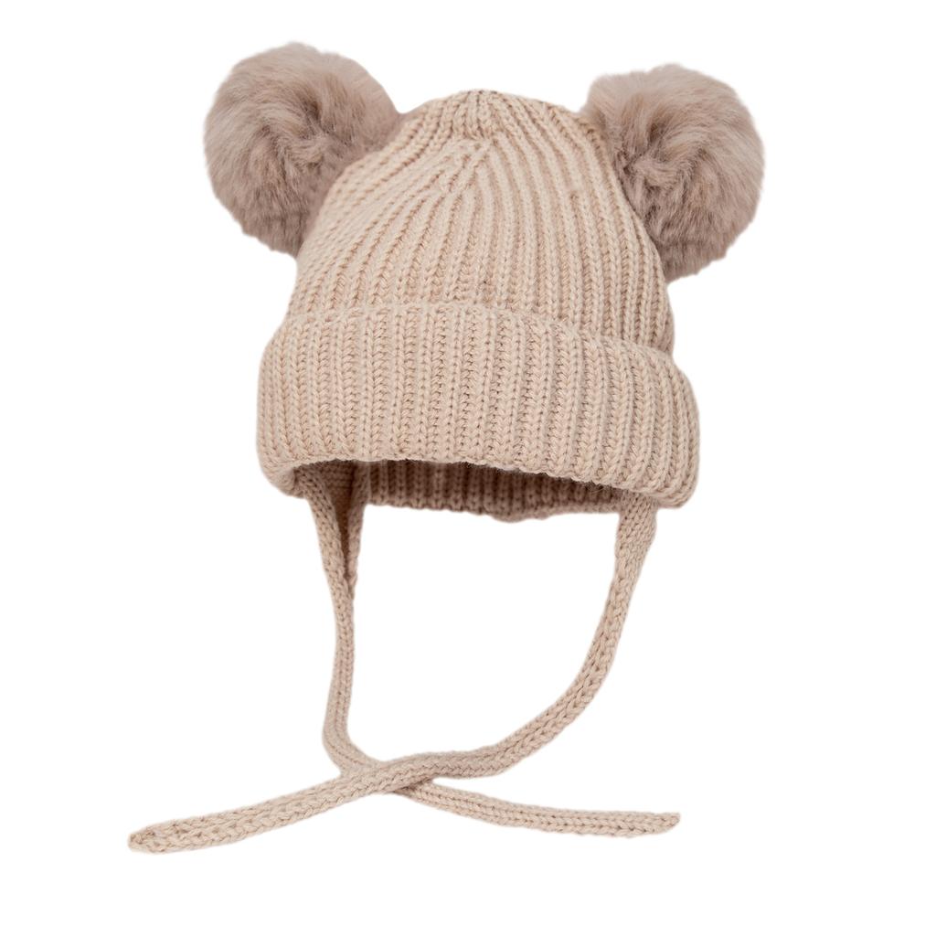 Pompom Winter Baby Hats Cute Beanies Caps Bear Ear Protection Knitted Boys Girls Headwraps Warm Kids Crochet Infant Kid Headwear