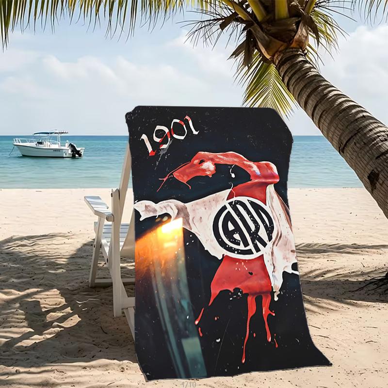 Beach Towel with Club Atlético River Plate Pattern - soft,absorbent,machine washable Lightweight&Modern,swimming,Travel Essentials