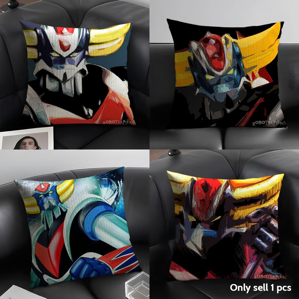 G-Goldorak Anime Cool Cushion Cover Natural Linen Organic Fabric Double-Sided Printing Sofa Home Decor Gift Pillow Case