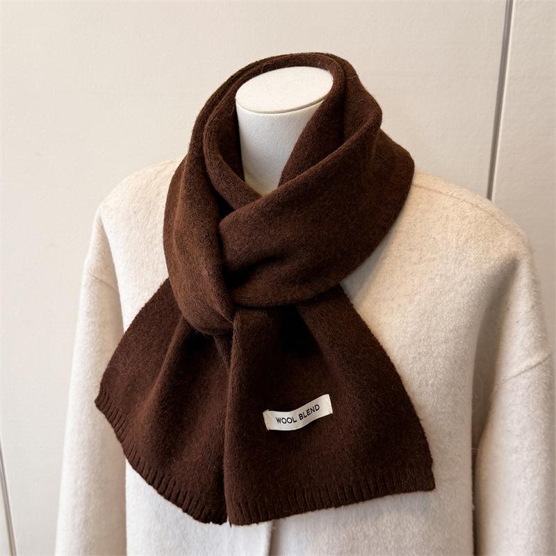 2025 New Luxury Winter Warm Knitted Scarf Women Korea Styles Solid Color Simple Scarves Shawls Lady Soft Wraps Neckerchief