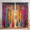 Style Ruffled Pattern Printed Curtains Window Decorations Home Room Curtain Set Of 2 Bohemian Made Polyester Washable