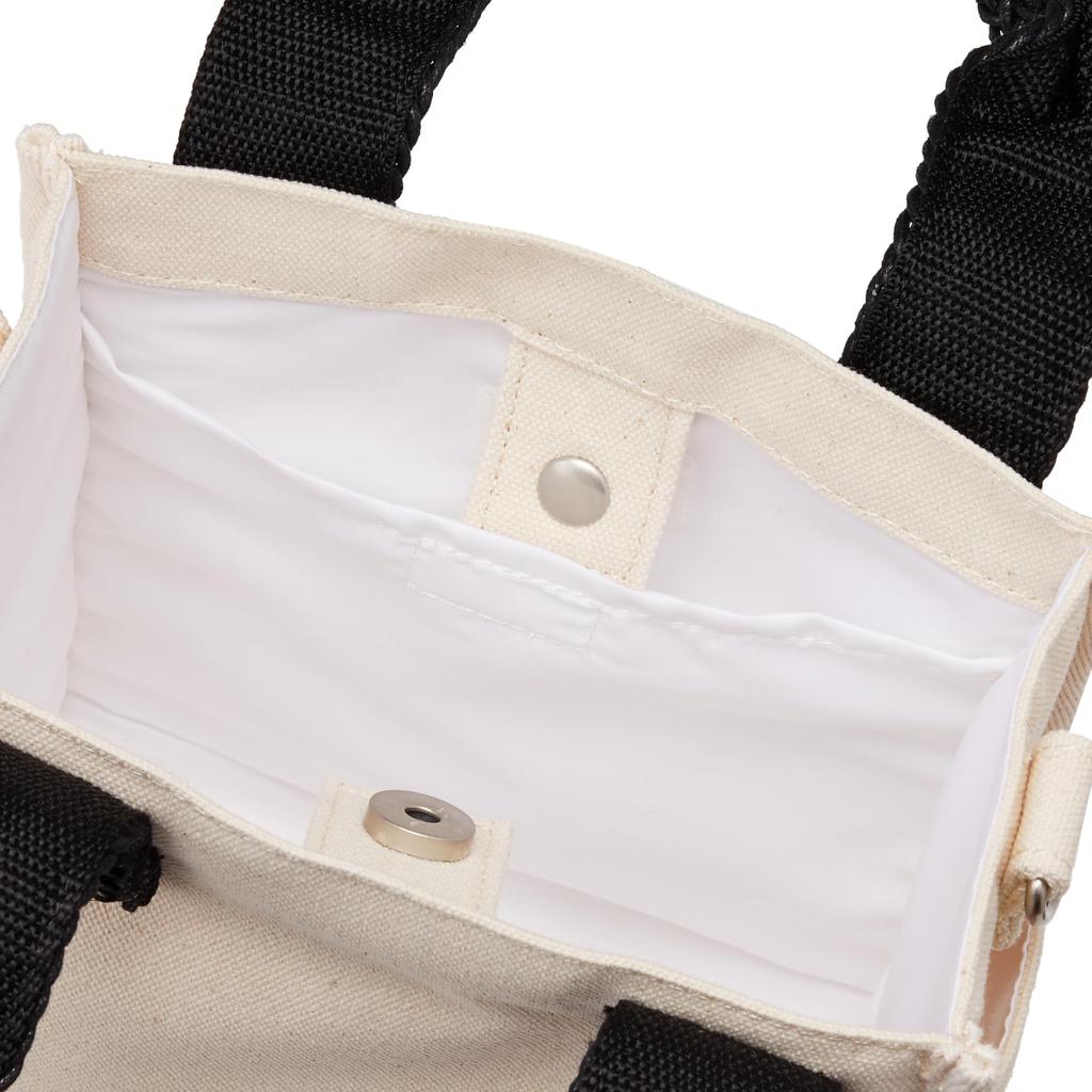 Lee Mesh Thick Cotton Mini Shoulder Mesh Lunch White 2-Way Tote, II, Canvas, Small, Tote, 2-Way Bag, Handle, Bag, Commuting, School, Leisure,