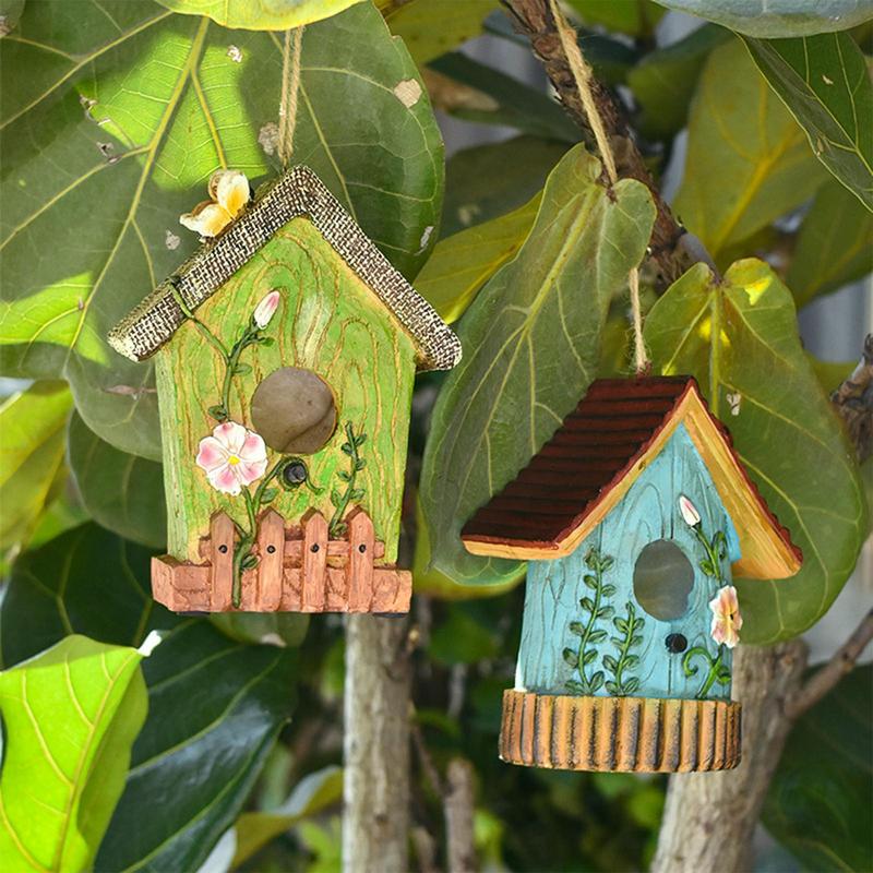 Vogelhaus für Baum Harz Außenbereich Vogelnest Elegantes Nistkasten Bunte Gartendekoration Baummontage Ornamente für Kolibri