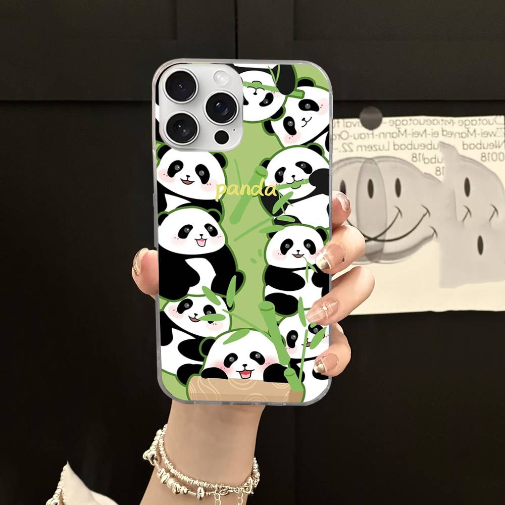 Anime Panda Water Ripple Phone Case For iPhone 17 16 11 12 13 14 15 Pro Max Plus Back Cover