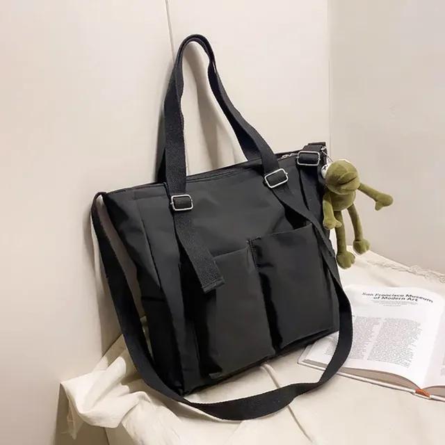 Spring New Ladies Shopping Bag Simple Fashion Handbag 2026 Nylon Waterproof Solid Color Messenger Large Capacity Shoulder Bag