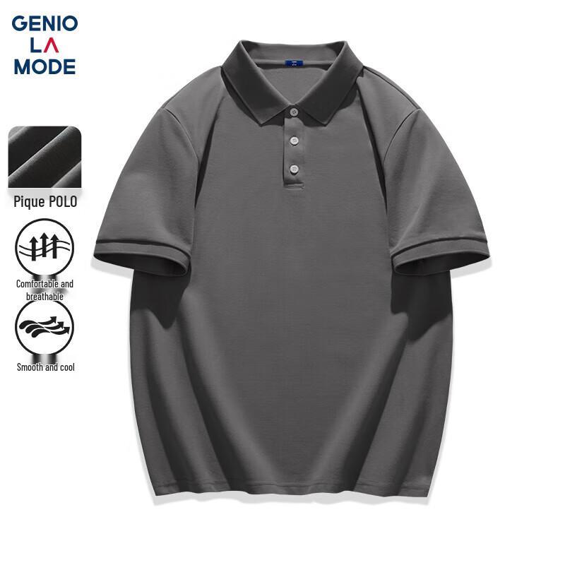 

GENIOLAMODE Men s Casual Short Sleeve Polo Shirt M
