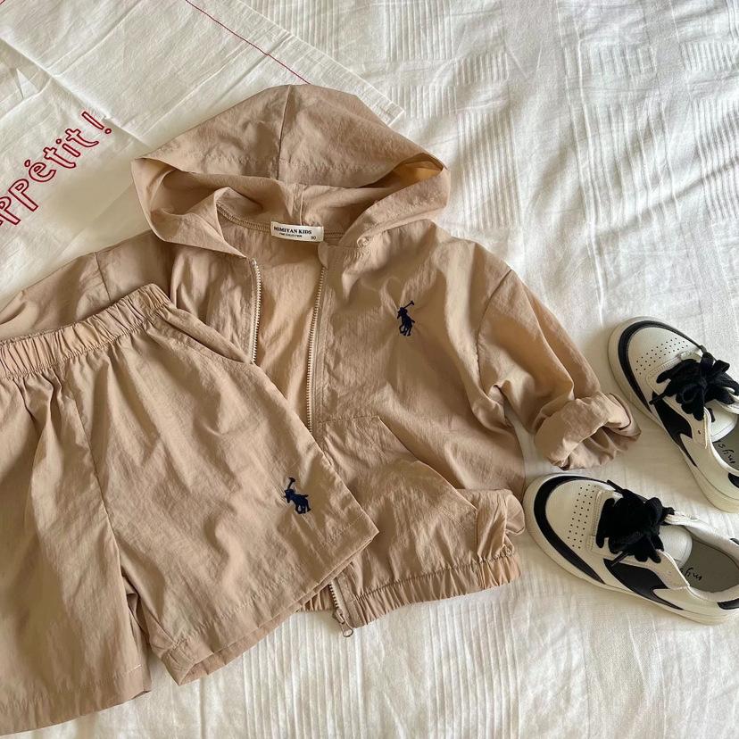 Summer Two-piece Set of Sports Sun Protection Clothing for Boys and Girls Summer Hooded Loose Set