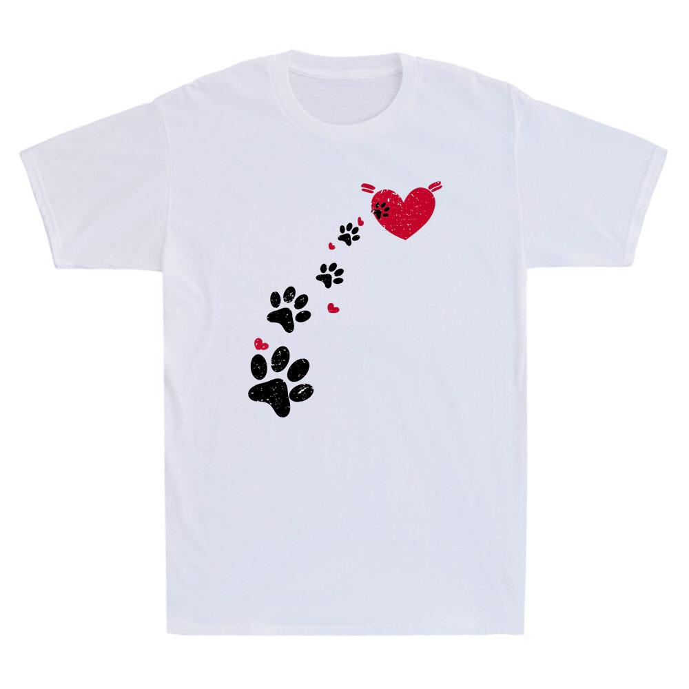 Dog Paw With Red Heart Funny Dogs Animal Lover Gift Vintage Unisex Tshirt Tee