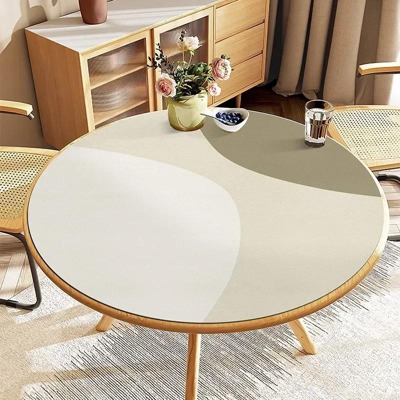 Round Waterproof Tablecloth Pvc Oil-proof Anti-scalding Dining Table Mat Japanese Minimalist Style Home Decoration Tablecloths
