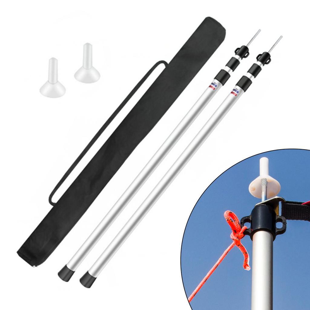 2× Tent Pole Telescopic Adjustable Tarp Poles for Camping Canopy Awning Shelter Aluminum Alloy High Wind Resistance, Flexible
