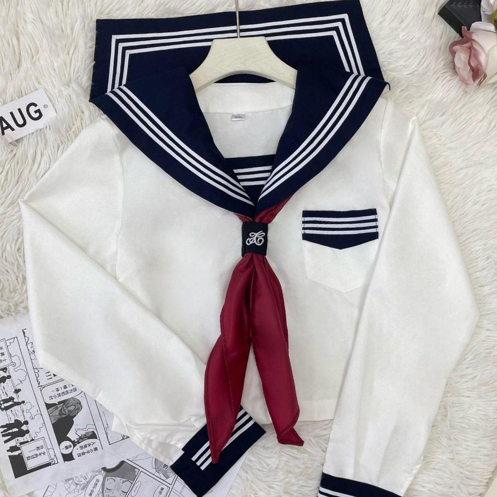 Authentic Japanese Sailor Uniform Set: White, Long & Short Sleeve, Academy Style